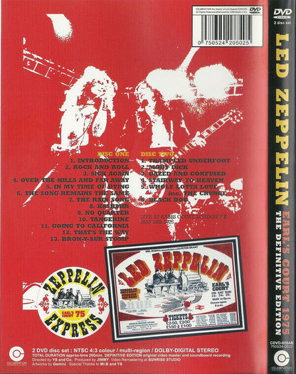 Led Zeppelin Earl's Court 1975 The Definitive Edition 2DVD Factory Pressed Discs