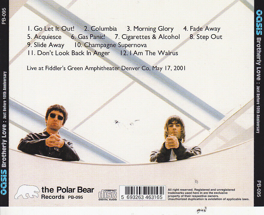 Oasis Brotherly Love Just Before 10th Anniversary 2001 CD 1 Disc 12 Tracks Music