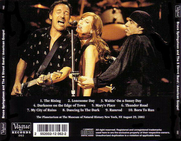 Bruce Springsteen And The E Street Band American Gospel 2002 CD 1 Disc 10 Tracks