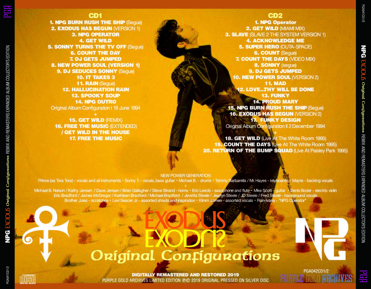 Prince NPG New Power Generation Exodus Original Configurations REMIX REMASTERED AND EXTENDED 2CD