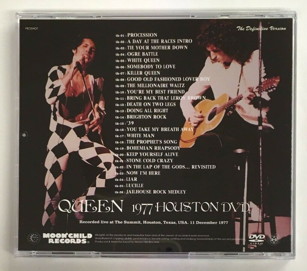 Queen 1977 Houston DVD The Definitive Version Moonchild Records 1 Disc Case Set