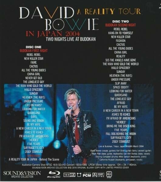 David Bowie Japan Performance 1978 1990 2004 Tokyo Dome Budokan Blu-ray 6BDR