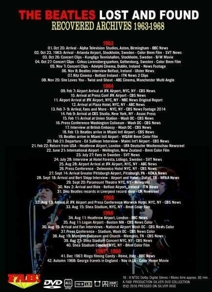 The Beatles Lost And Found Vol 1 Archives 1963 - 1968 DVD 1 Disc Music Rock
