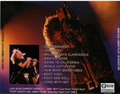 Jimmy Page Robert Plant Bucharest 1998 CD 1 Disc 10 Tracks Music Hard Rock F/S
