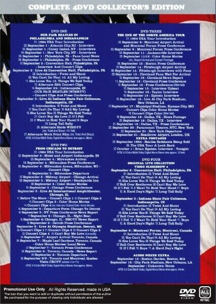 The Beatles USA 1964 Vol2 Complete Video Diary Of North American Tour 4DVD Music