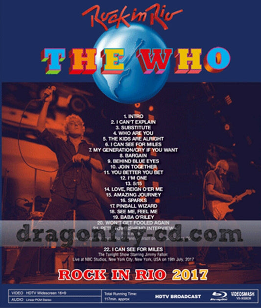 The Who Rock In Rio Brasil 2017 23rd September Blu-ray 1 Disc 21 Tracks Music