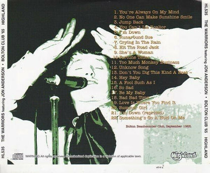 The Warriors Featuring Jon Anderson ?Bolton Club 1965 CD 1 Discs 22 Tracks F/S