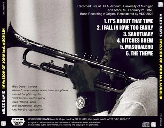 MILES DAVIS / INVASION OF JOHN McLAUGHLIN ANN ARBOR 1970 DEFINITEVE EDITION (1CD)