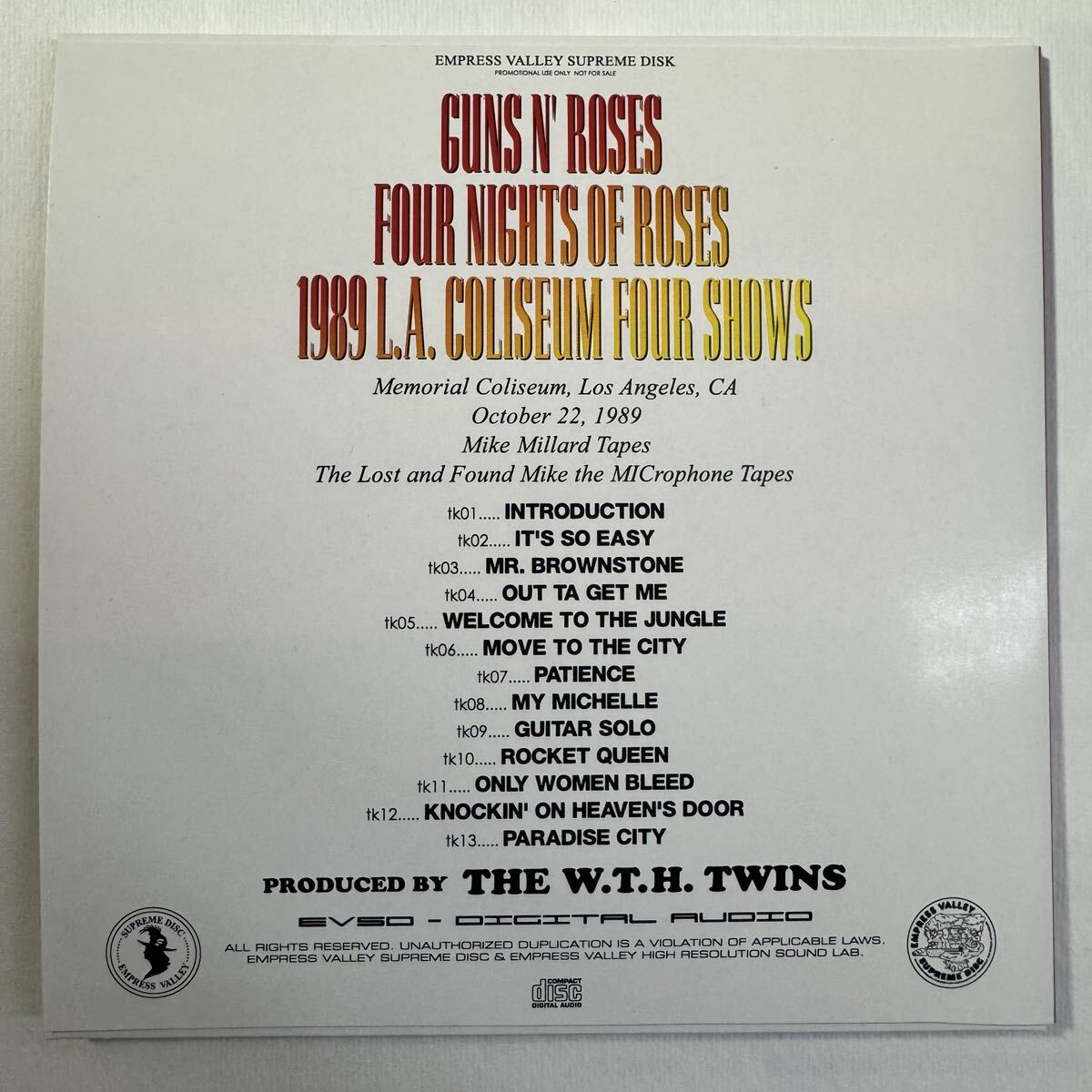 GUNS N’ ROSES / FOUR NIGHTS OF ROSES 1989 LA coliseum 4 shows (6CD BOX)