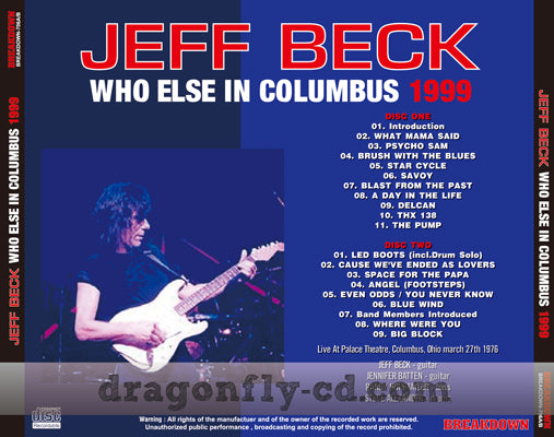 JEFF BECK / WHO ELSE IN COLUMBUS 1999 (2CDR)