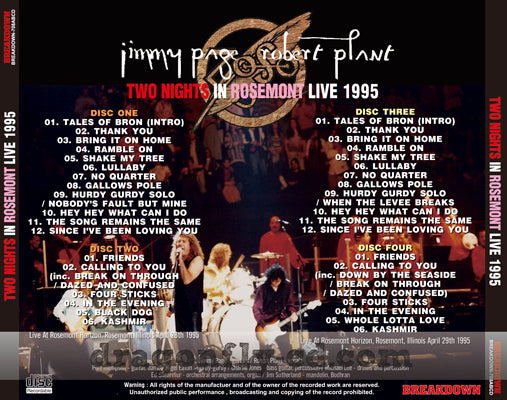 PAGE & PLANT / TWO NIGHTS IN ROSEMONT LIVE 1995 (4CDR)