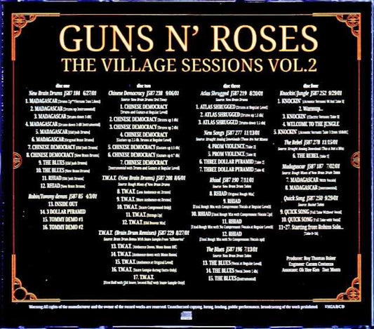 Guns N' Roses / The Village Sessions Vol. 2: Demos y mezclas preliminares de Chinese Democracy (4 CD) [No es disco plateado]