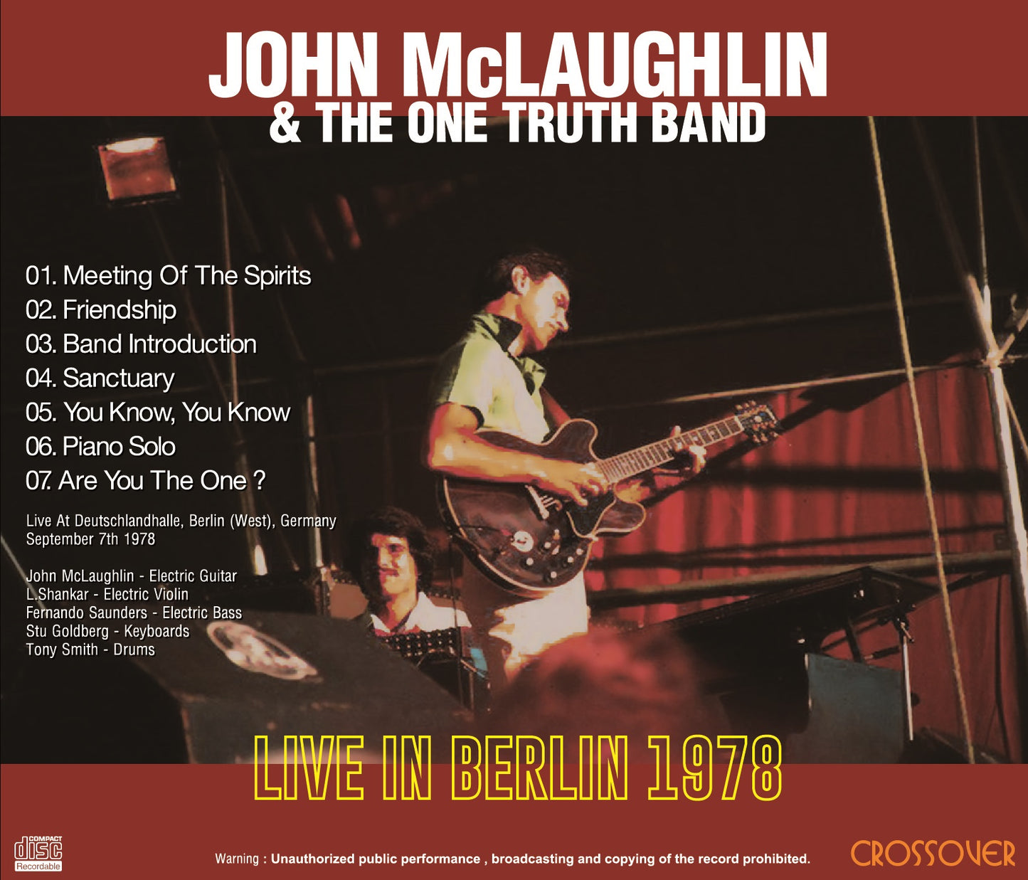 JOHN McLAUGHLIN & THE ONE TRUTH BAND / LIVE IN BERLIN 1978 SOUNDBOARD (1CDR)