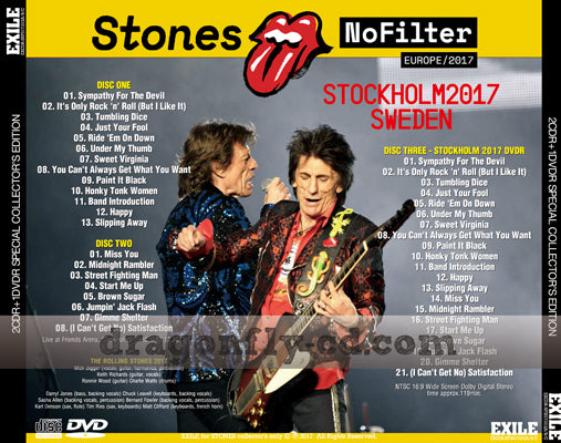 THE ROLLING STONES / NO FILTER TOUR STOCKHOLM, SWEDEN 2017 (2CDR+1DVDR)