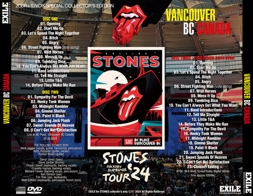 THE ROLLING STONES / HACKNEY DIAMONDS TOUR 2024 VANCOUVER BC CANADA (2CDR+1DVDR)