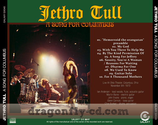 JETHRO TULL / A SONG FOR COLUMBUS (1CDR)
