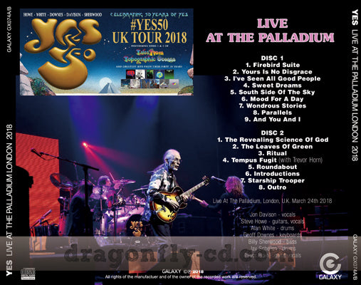 YES / YES 50TH ANNIVERSARY TOUR 2018 LIVE AT THE PALLADIUM (2CDR)