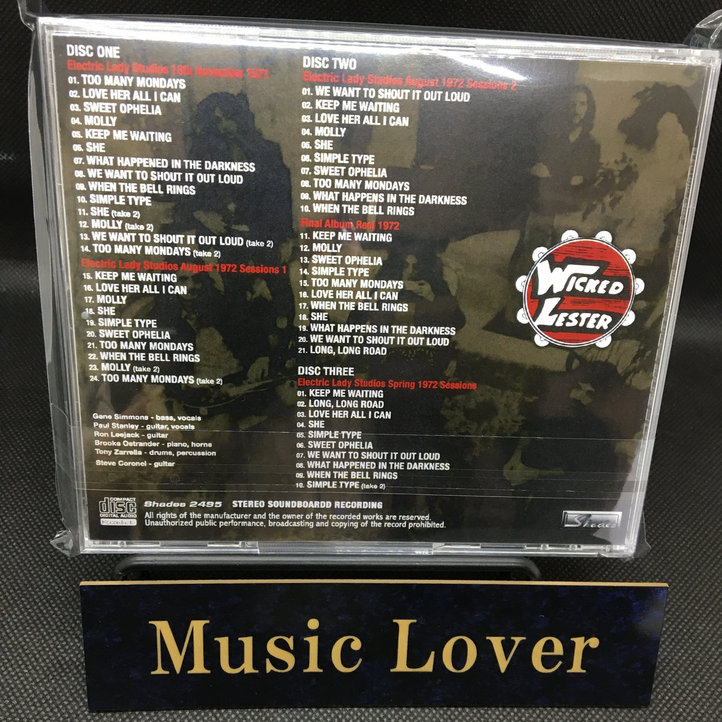 KISS / COMPLETE WICKED LESTER SESSIONS 1971/1972 STEREO SOUNDBOARD (3CDR)