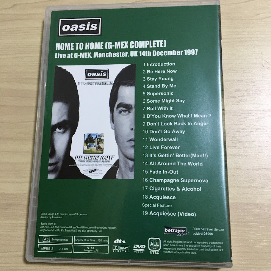 Oasis HOME TO HOME G-MEX COMPLETE DVD 19 Tracks factory pressed disc