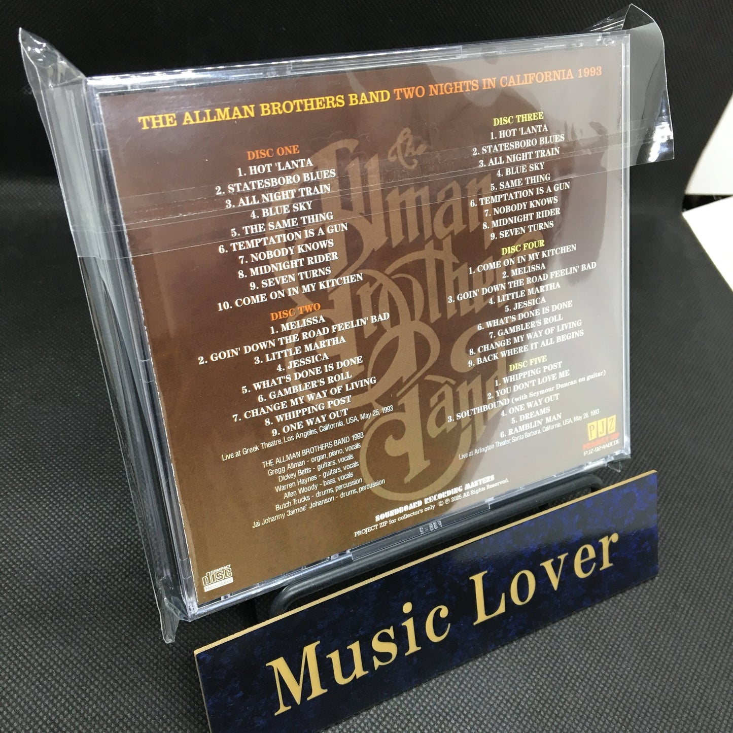 THE ALLMAN BROTHERS BAND / DUE NOTTI IN CALIFORNIA 1993 (5CDR)