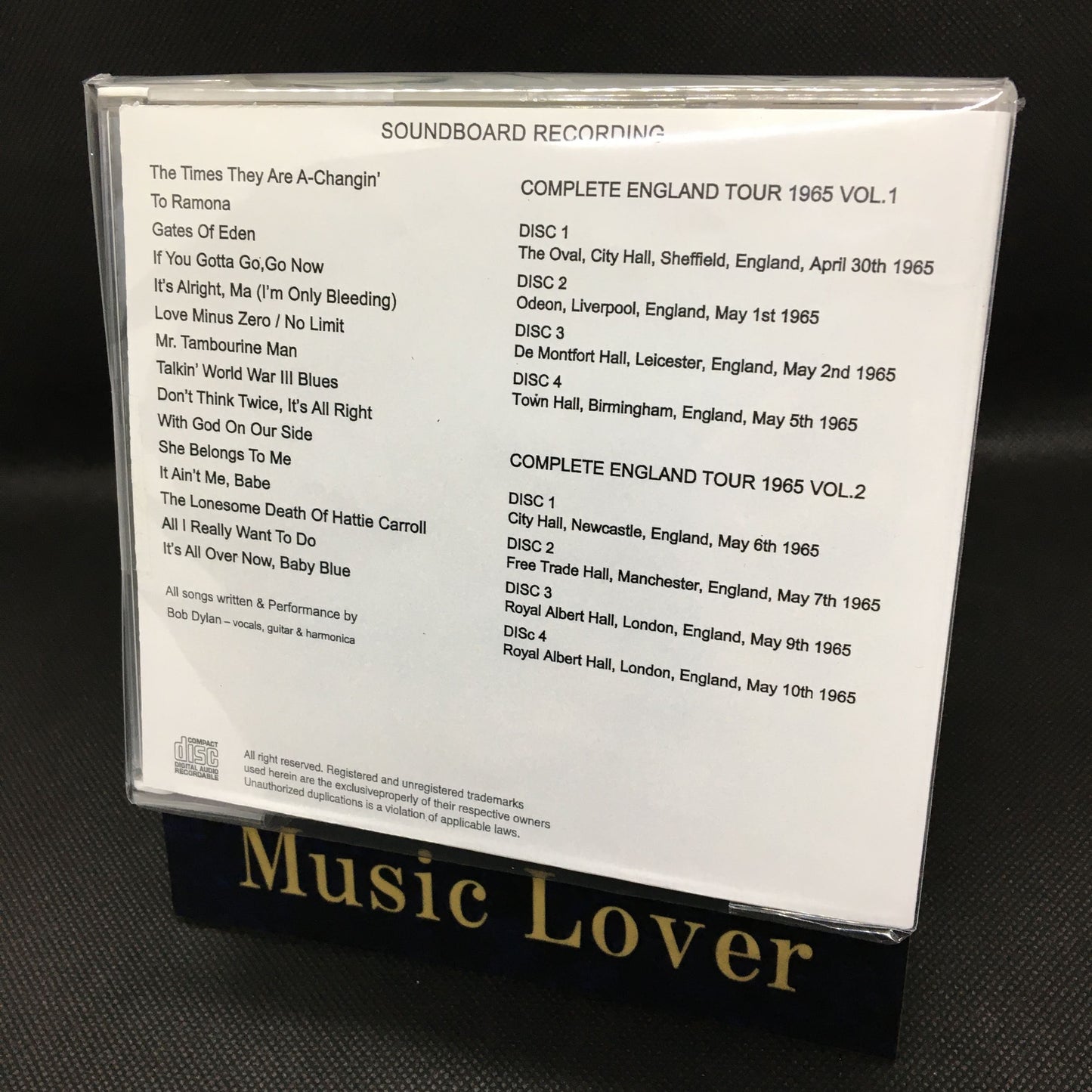 BOB DYLAN / COMPLETE ENGLAND TOUR 1965 Soundboard (8CDR)