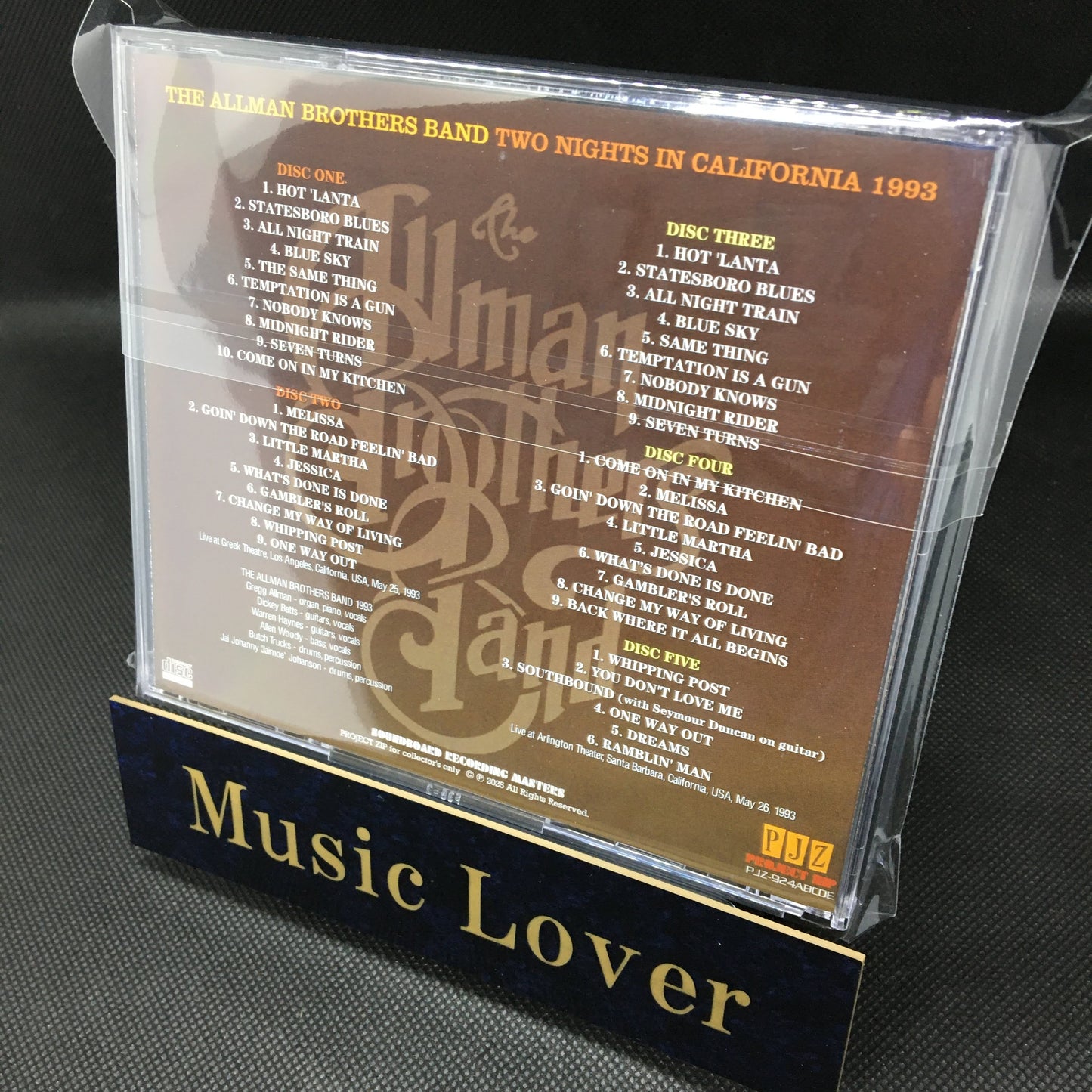 THE ALLMAN BROTHERS BAND / TWO NIGHTS IN CALIFORNIA 1993 (5CDR)