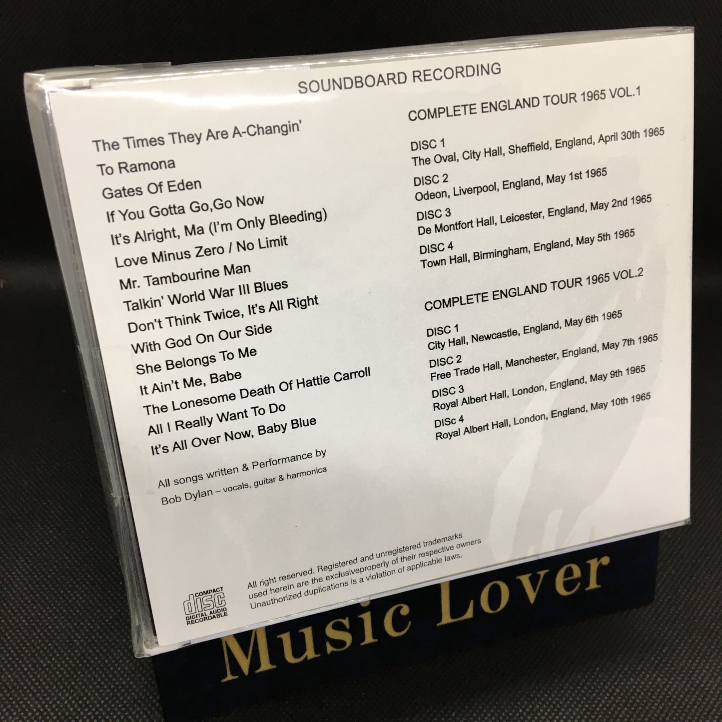 BOB DYLAN / COMPLETE ENGLAND TOUR 1965 Soundboard (8CDR)