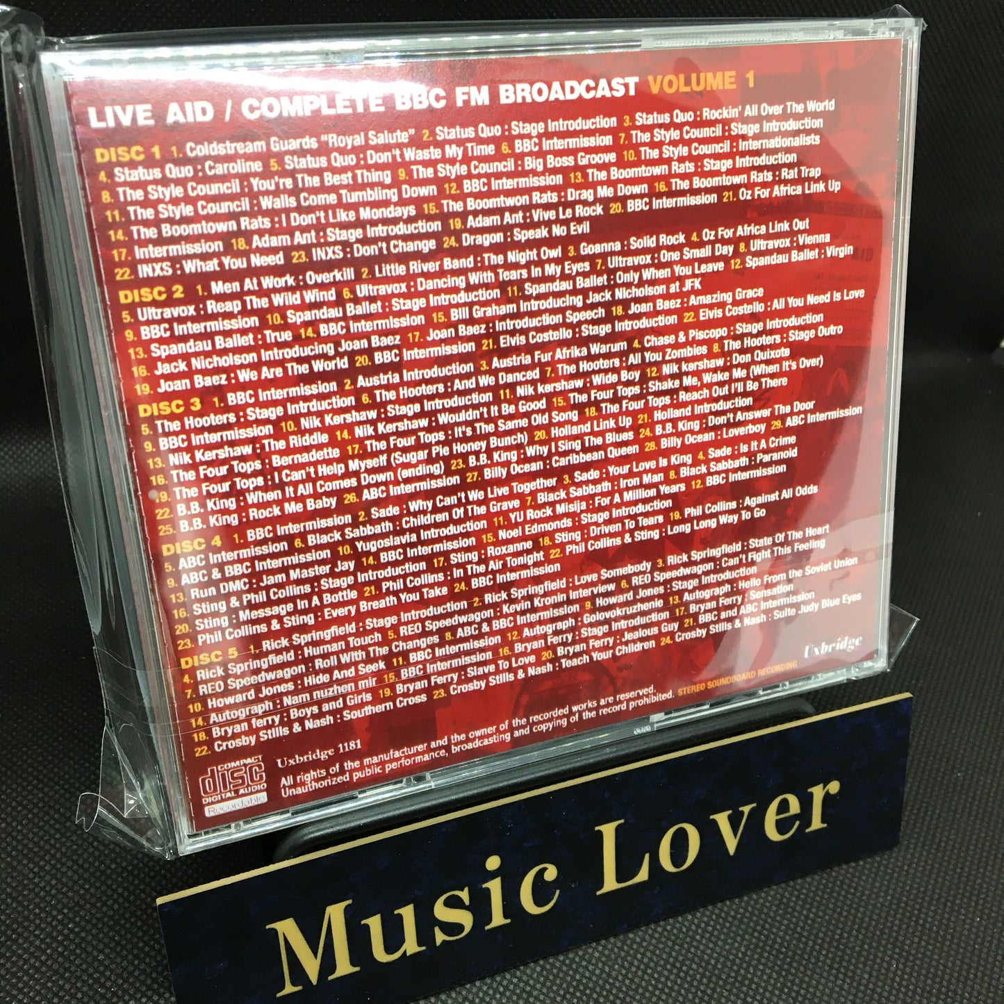 V.A.(STATUS QUO,STYLE COUNCIL,STING AND MORE) / LIVE AID COMPLETE BBC FM BROADCAST VOLUME 1 STEREO SOUNDBOARD (5CDR)