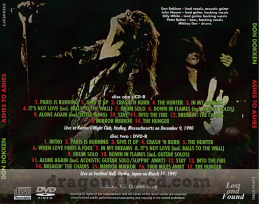 DON DOKKEN / ASHES TO ASHES (1CDR+1DVDR)