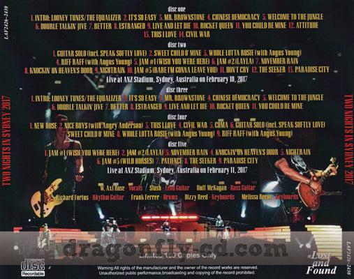 GUNS N' ROSES / TWO NIGHTS IN SYDNEY 2017 (5CDR)