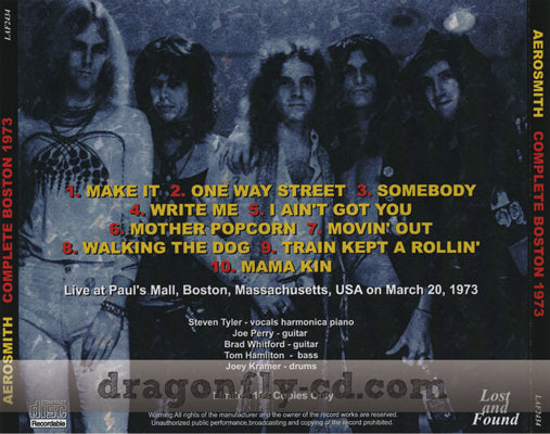 AEROSMITH / COMPLETE BOSTON 1973 Soundboard (1CDR)