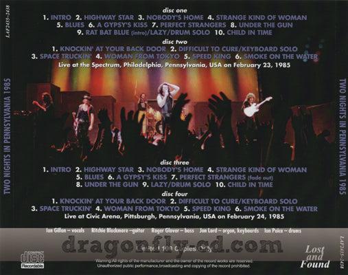 DEEP PURPLE / TWO NIGHTS IN PENNSYLVANIA 1985 (4CDR)