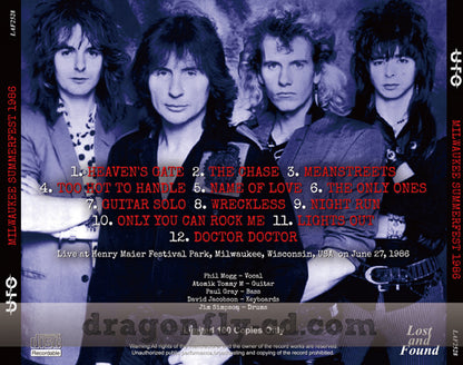 UFO / MILWAUKEE SUMMERFEST 1986 SOUNDBOARD (1CDR)