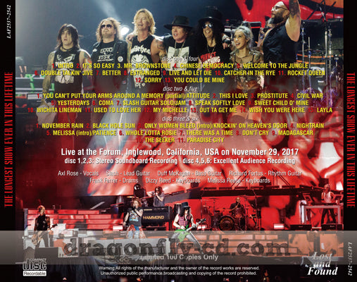 GUNS N' ROSES / THE LONGEST SHOW EVER IN THIS LIFETIME (6CDR)