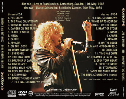 EUROPE / LIVE IN SWEDEN 1986 COMPLETE TWO NIGHTS (1CDR+1DVDR)