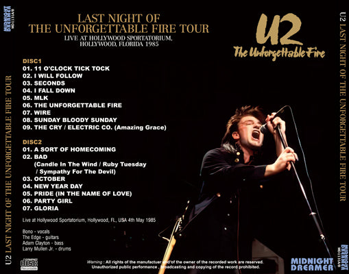 U2 / LAST NIGHT OF THE UNFORGETTABLE FIRE TOUR (2CDR)