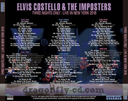 ELVIS COSTELLO / THREE NIGHTS ONLY LIVE IN NEW YORK 2018 (6CDR)