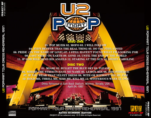 U2 / POPMART TOUR DRESS REHEARSAL 1997 SOUNDBOARD (2CDR)