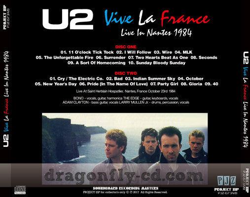 U2 / VIVE LA FRANCE Live in Nantes 1984 SOUNDBOARD (2CDR)