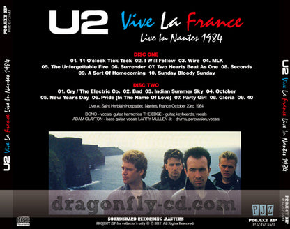 U2 / VIVE LA FRANCE Live in Nantes 1984 SOUNDBOARD (2CDR)