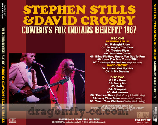 STEPHEN STILLS Y DAVID CROSBY / COWBOYS FOR INDIANS BENEFICIO DE 1987 CAJA DE SONIDO (2 CDR)