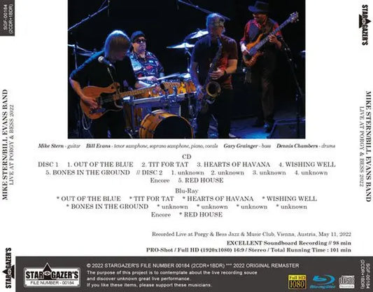 MIKE STERN BILL EVANS BAND / LIVE AT PORGY & BESS 2022 Featuring Denis Chambers & Gary Grainger (2CDR+1BDR)