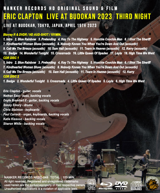 ERIC CLAPTON / LIVE AT BUDOKAN 2023 THIRD NIGHT (1BDR+1DVDR+2CDR)