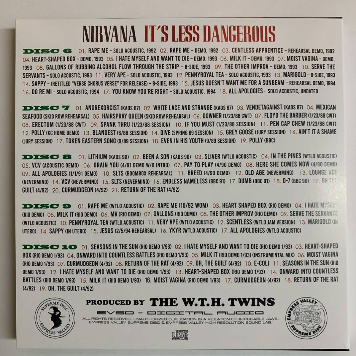 NIRVANA / IT’S LESS DANGEROUS Pandora's Box 10CD Box Empress Valley