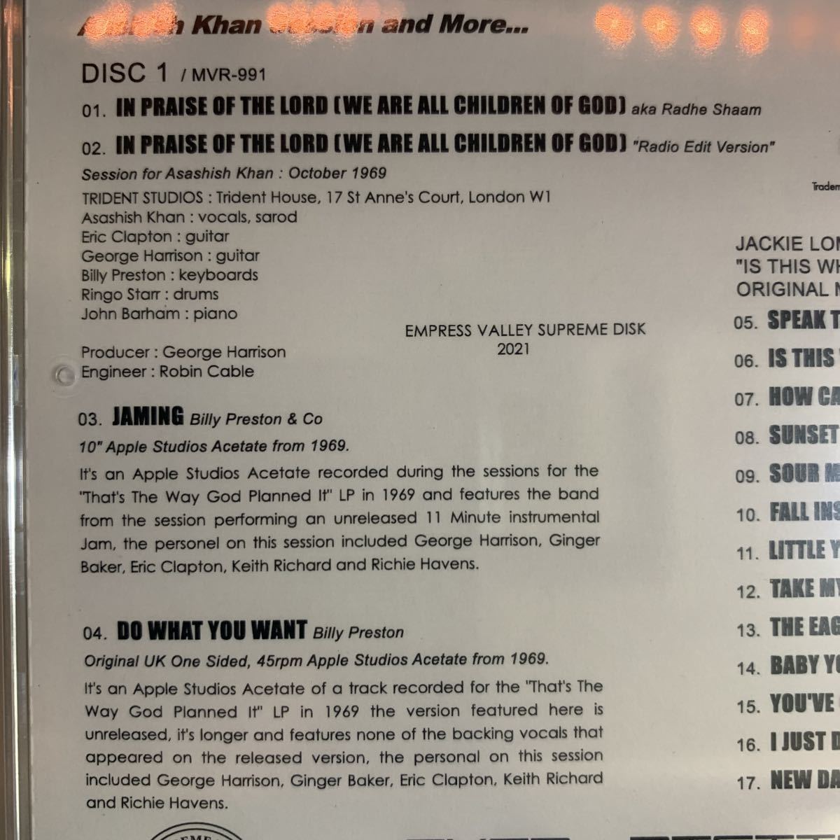 George Harrison + Eric Clapton / Radhe Shaam Rare Trax and more (1CD)