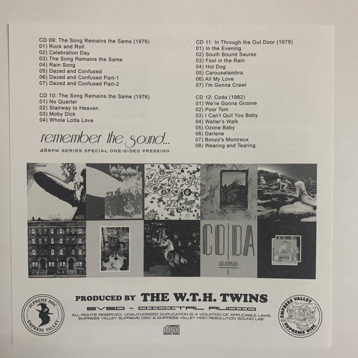 Led Zeppelin / Classic Records 45 RPM One Side Pressing 12CD Box Empress Valley