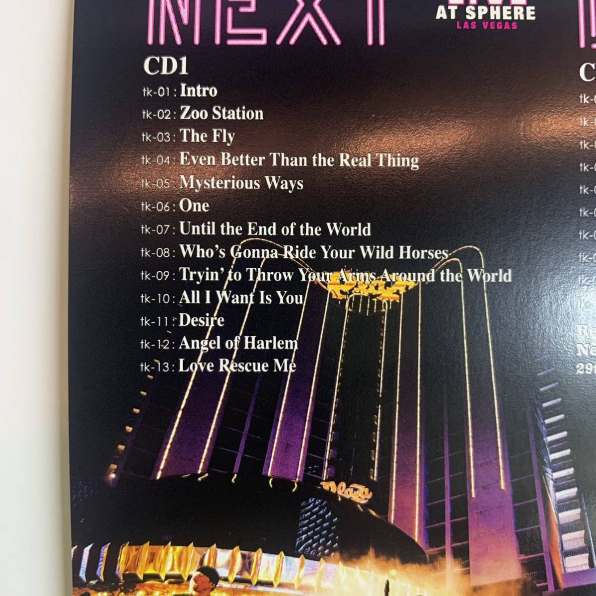 U2 / NEXT LEVEL 2CD Empress Valley Live At The Sphere Las Vegas Nevada USA 29th September 2023