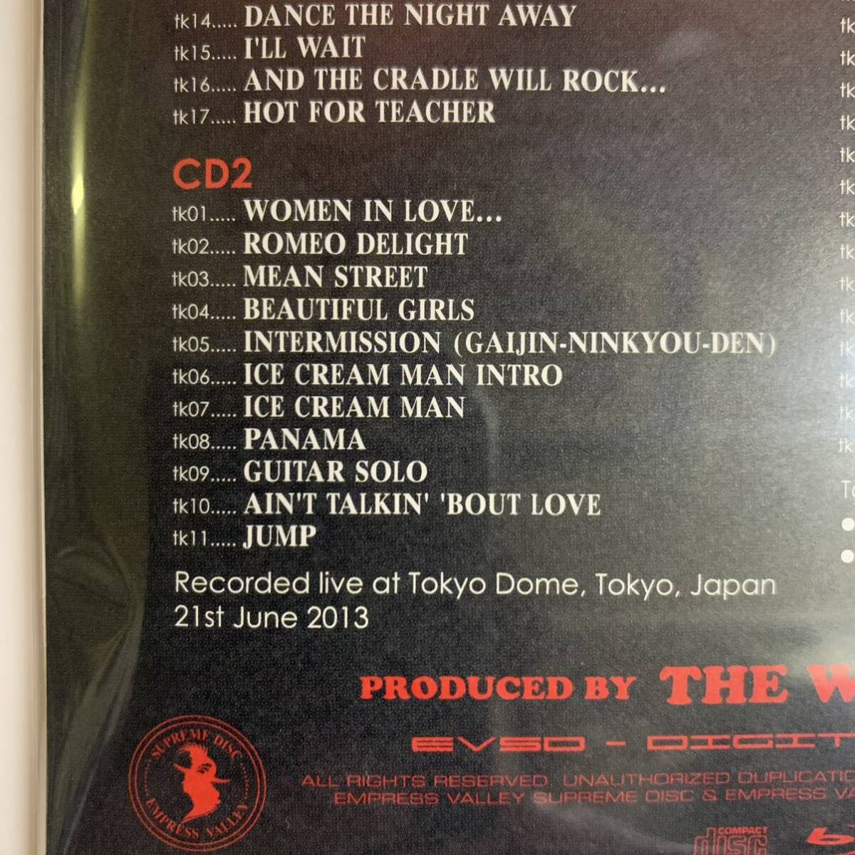 VAN HALEN / LIVE IN TOKYO DOME Japan 2013 (2CD) Soundboard Empress Valley Supreme Disk