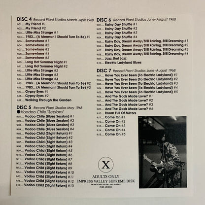 JIMI HENDRIX / PANDORA'S BOX + EZY RYDER &amp; ELECTRIC LADYLAND SESSIONS Set de 2 sesiones de estudio (caja de 10 CD)