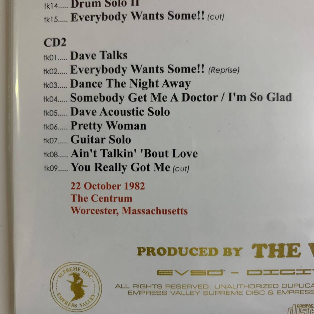 VAN HALEN / NOCHE DE WORCHESTER (4CD) Empress Valley